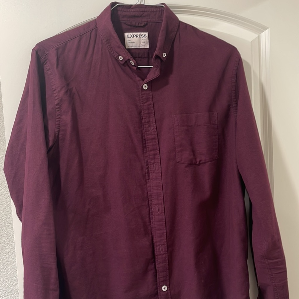 Mens slim soft wash maroon shrit